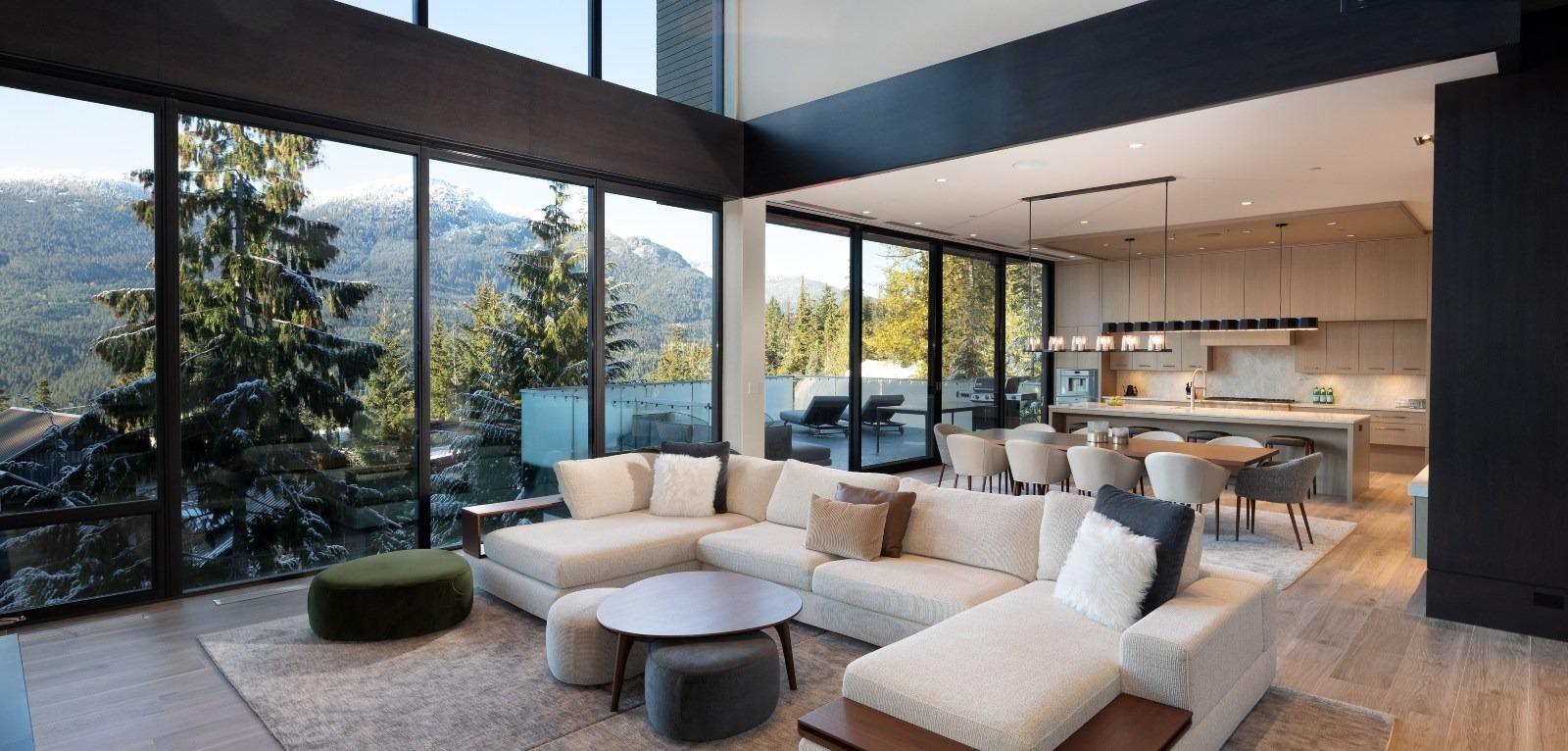 Whistler luxury chalet with large windows and mountain views