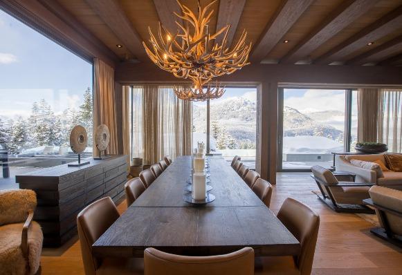 Interior dining area of vacation property in Whistler, BC